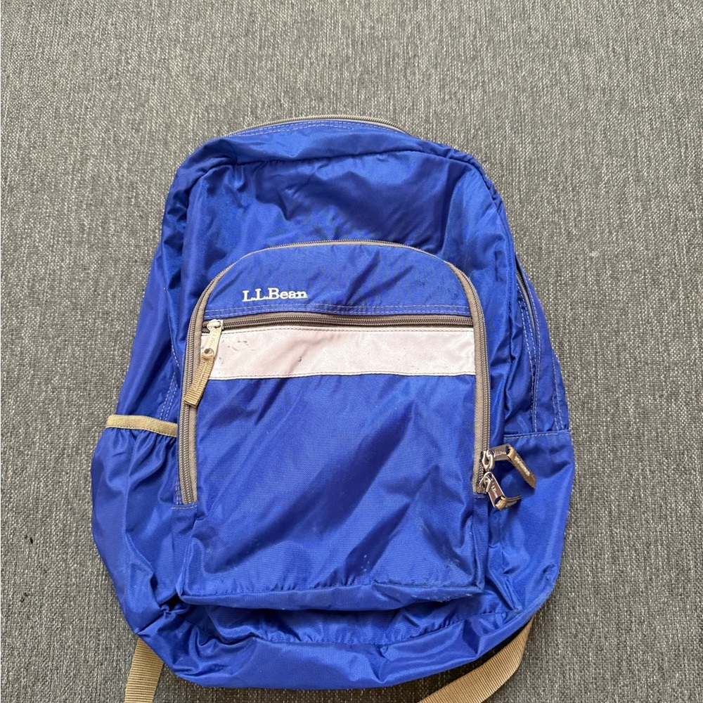 L.L. Bean Royal Blue Backpack with reflective pocket and diversified pockets